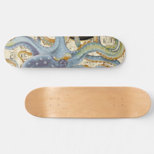 Steel Blue Octopus Music Compass Skateboard (Horizontal)