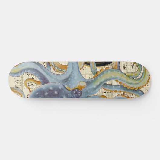 Steel Blue Octopus Music Compass Skateboard (Horizontal)