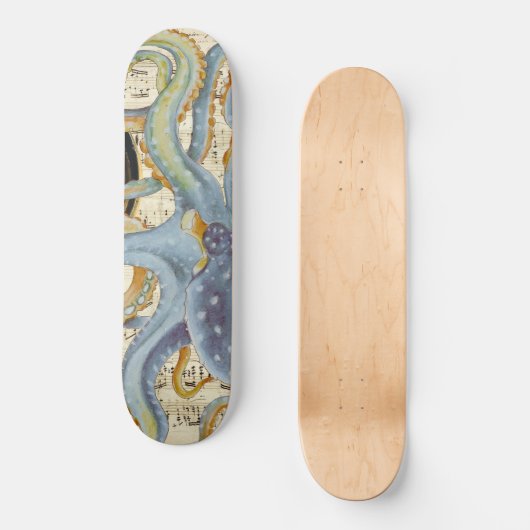 Steel Blue Octopus Music Compass Skateboard (Vorderseite)
