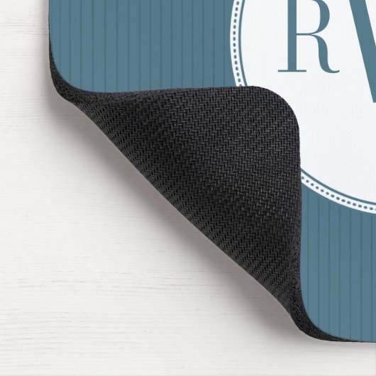 Steel Blue Pinstripe Monogram Mousepad (Ecke)