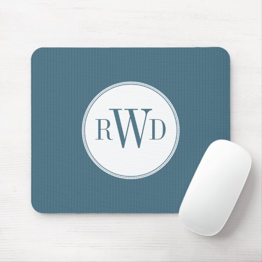 Steel Blue Pinstripe Monogram Mousepad (Mit Mouse)