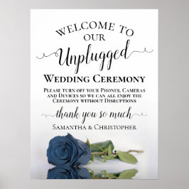 Steel Blue Rose Chic Unplugged Wedding Zeremonie Poster