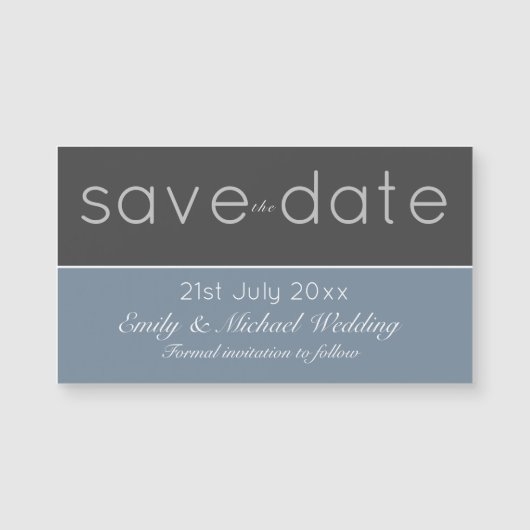 Steel Blue Save the Date Magnetic Wedding Magnetkarte (Vorderseite)