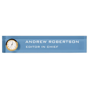 Steel Blue Schlicht Elegant Minimalistisch Simple Namensplakette