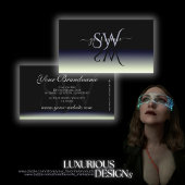 Steel Blue Schwarz-weiß Gradient Shadow Initials Visitenkarte