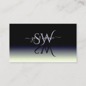 Steel Blue Schwarz-weiß Gradient Shadow Initials Visitenkarte (Vorderseite)