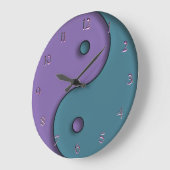 Steel Blue und Lavender Yin-Yang Symbol Clock Große Wanduhr (Winkel)