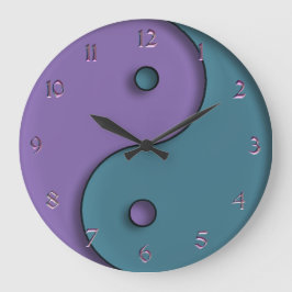 Steel Blue und Lavender Yin-Yang Symbol Clock Große Wanduhr