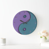 Steel Blue und Lavender Yin-Yang Symbol Clock Große Wanduhr (Zuhause)