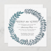 Steel Blue Vine | Jubiläum der Aquarellfarben Part Einladung (Vorne/Hinten)