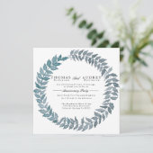 Steel Blue Vine | Jubiläum der Aquarellfarben Part Einladung (Stehend Vorderseite)