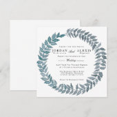 Steel Blue Vine | Wasserfarbenfrohe Hochzeit Einladung (Vorne/Hinten)