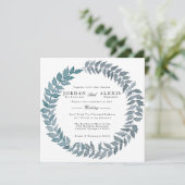 Steel Blue Vine | Wasserfarbenfrohe Hochzeit Einladung (Stehend Vorderseite)