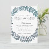 Steel Blue Vine | Wasserfarbenfrohe Hochzeit Einladung (Stehend Vorderseite)