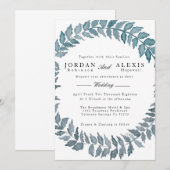 Steel Blue Vine | Wasserfarbenfrohe Hochzeit Einladung (Vorne/Hinten)