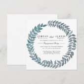 Steel Blue Vine | Watercolor Engagement Einladung (Vorne/Hinten)