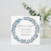 Steel Blue Vine | Watercolor Engagement Einladung (Stehend Vorderseite)