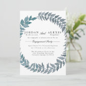 Steel Blue Vine | Watercolor Engagement Einladung (Stehend Vorderseite)