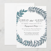 Steel Blue Vine | Watercolor Engagement Einladung (Vorne/Hinten)
