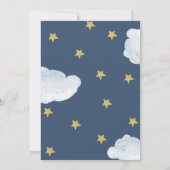 Steel Blue We are Over Moon Baby Shower Einladung (Rückseite)