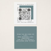 Steel Blue Wedding QR Code Enclosure Card (Vorne & Hinten)