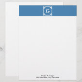 Steel Blue White Griry Key Frame #2 Initial Monogr Briefkopf (Vorne/Hinten)