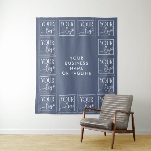 Steel Blue Your Logo & Text Background Wandteppich (Beispiel)