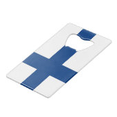 Steel Bottle Opener mit der Flagge Finnlands Geldbeutel Flaschenöffner (Vorderseite Schrägansicht)