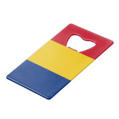 Steel Bottle Opener mit der Flagge Rumäniens Geldbeutel Flaschenöffner (Vorderseite Schrägansicht)