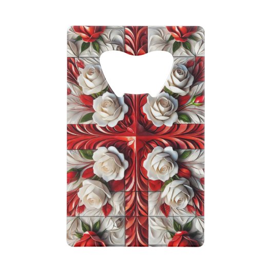 Steel Bottle Opener mit englischen Rose Geldbeutel Flaschenöffner (Vorderseite)