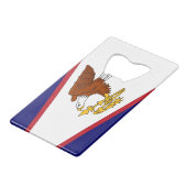 Steel Bottle Opener mit Fahne von Amerikanisch Sam Geldbeutel Flaschenöffner (Rückseite Schrägansicht)