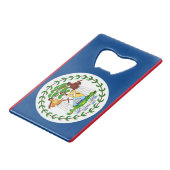 Steel Bottle Opener mit Flagge von Belize Geldbeutel Flaschenöffner (Vorderseite Schrägansicht)