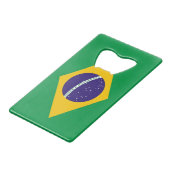 Steel Bottle Opener mit Flagge von Brasilien Geldbeutel Flaschenöffner (Vorderseite Schrägansicht)