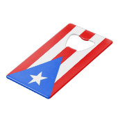 Steel Bottle Opener mit Flagge von Puerto Rico, US Geldbeutel Flaschenöffner (Vorderseite Schrägansicht)