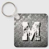 Steel diamond plate custom monogram metal schlüsselanhänger (Vorderseite)