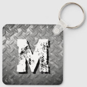Steel diamond plate custom monogram metal schlüsselanhänger (Rückseite)