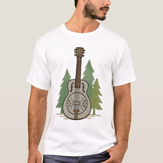 Steel Dobro Forest - Rustikale Musik Lover Art T-Shirt (Vorderseite)