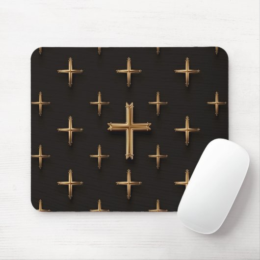Steel Golden Jesus Cross Art Christlich Mousepad (Mit Mouse)