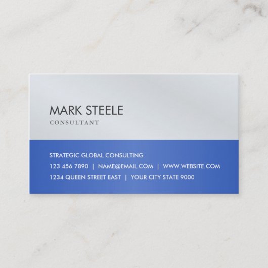 Steel Gray and Royal Blue Simple and Elegant Visitenkarte (Vorderseite)