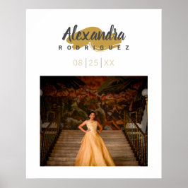 Steel Gray & Gold Foto Quinceanera Poster