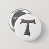 Steel Gray Look Franciscan Tau Cross Button (Vorne & Hinten)
