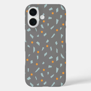 Steel Gray Orange und Baby Blue Confetti iPhone 16 Hülle