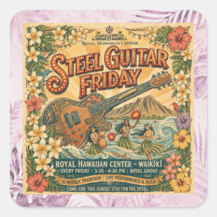 Steel Guitar FRIDAY Waikīkī Vintage Aufkleber