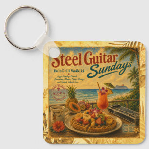 Steel Guitar Sonntage Vintage Waikīkī Schlüsselanh Schlüsselanhänger