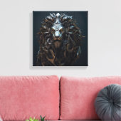 Steel King: Die majestätische Metallion Leinwanddruck (Insitu (Wohnzimmer))