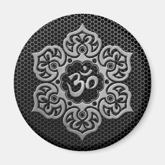 Steel Mesh Floral Om Magnet (Vorne)