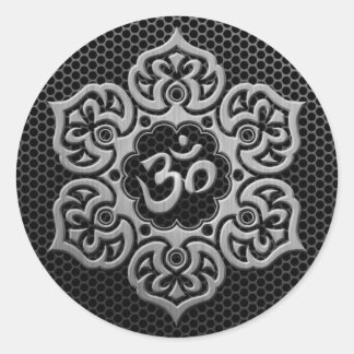 Steel Mesh Floral Om Runder Aufkleber
