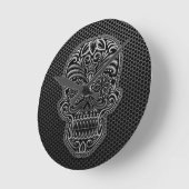 Steel Mesh Sugar Skull Runde Wanduhr (Winkel)