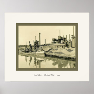 Steel Pflanze~Cleveland, Ohio~1901~ Vintages Foto Poster