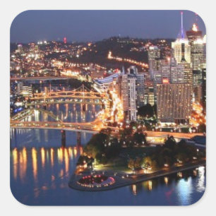 Steel und Indigo Sandwich Quadratischer Aufkleber